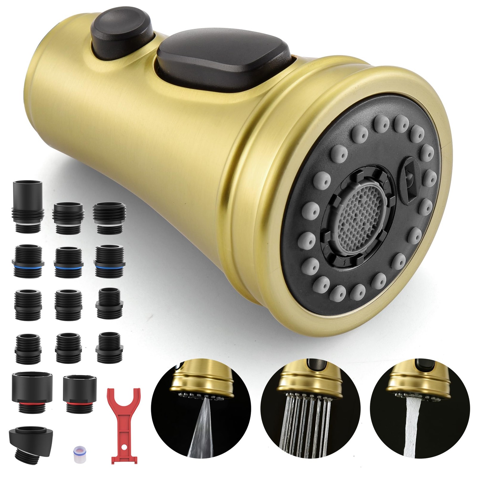 Kitchen Faucet Spray Head Replacement - Pull Down Sprayer Brushed Gold