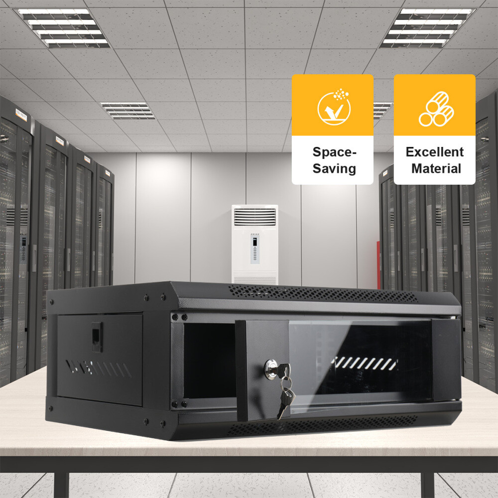 4U 22" Wall Mount Network Server Cabinet Enclosure Rack w/ Locking Lock & 2 Keys