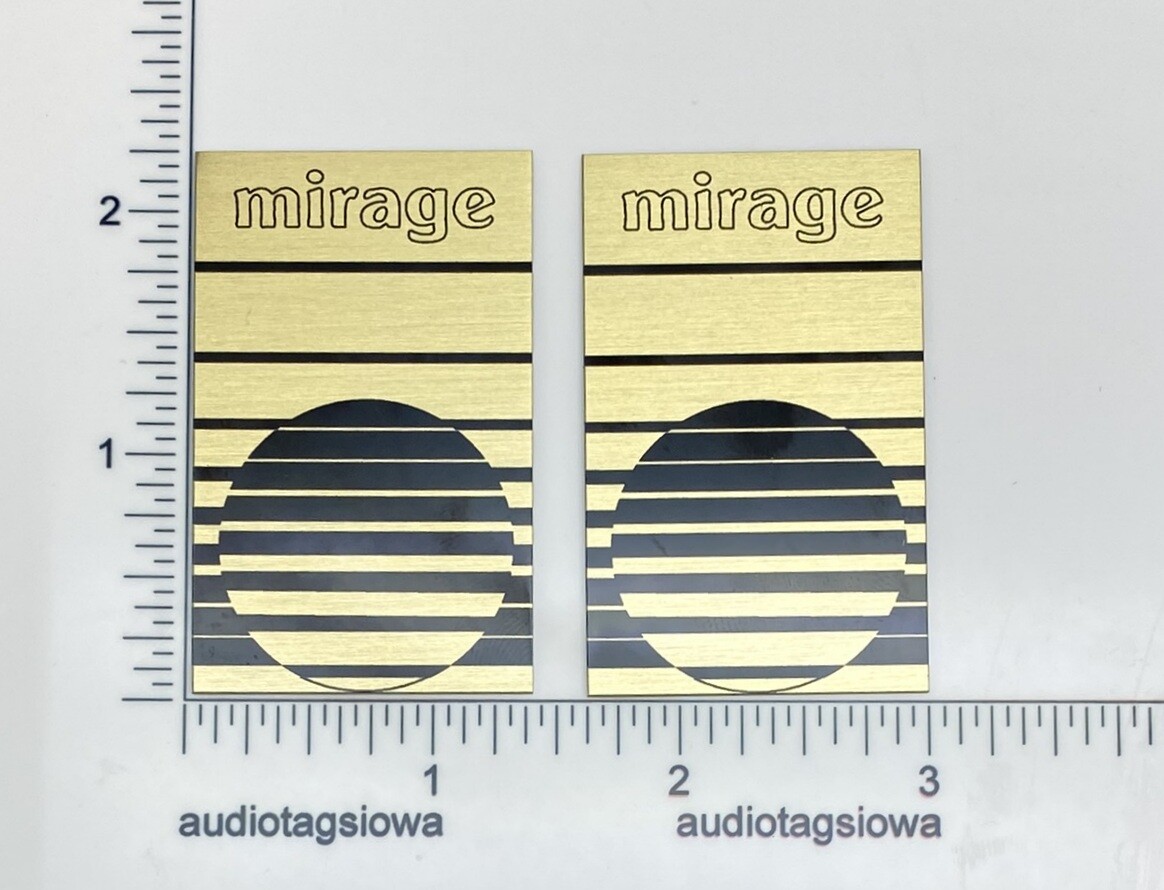 Mirage Speaker Grill Badges Pair Custom Made Aluminum