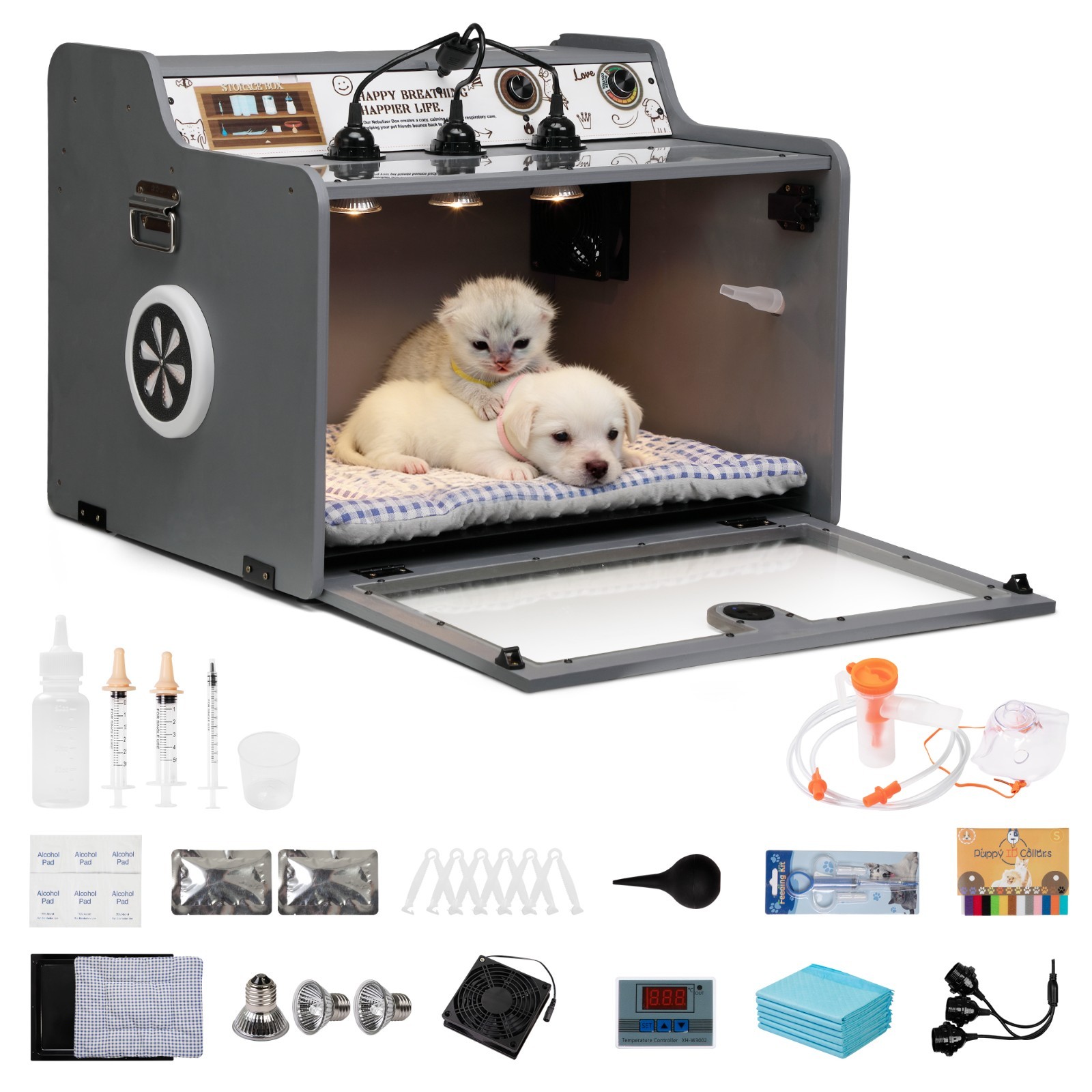 COZIWOW Pet Brooder Nebulization Box Temperature Controlled Pet Incubator w Lamp