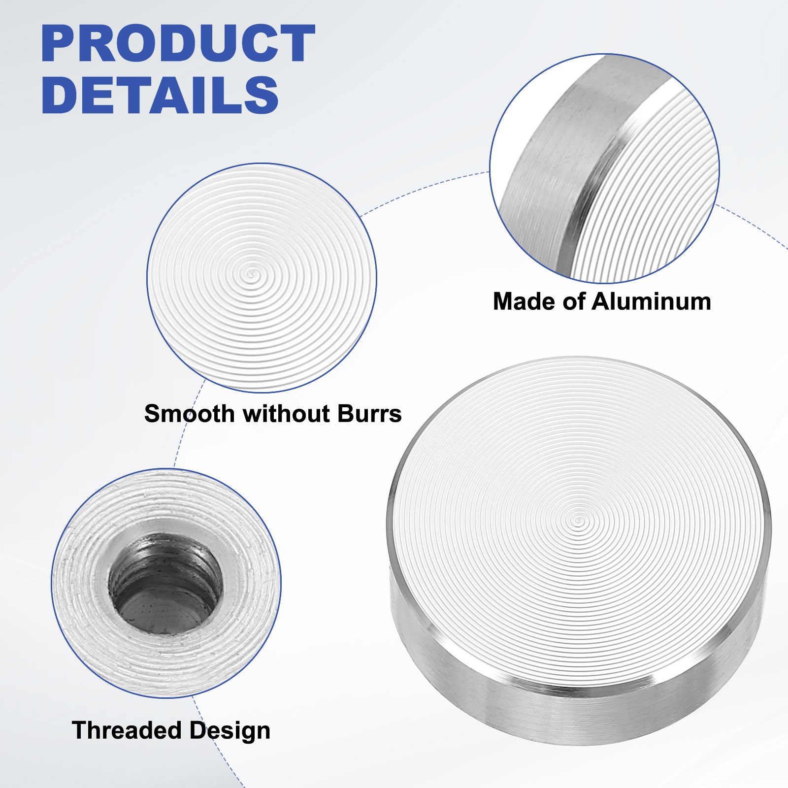 8pcs M6 Thread 20mm Diameter Round Shape Aluminum Disc Hardware, Silver