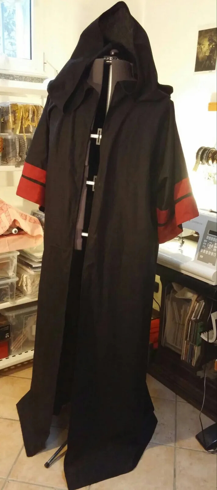 Star Wars Sith Acolyte Hooded Robe Outfit Cosplay Costume Black Trench Coat