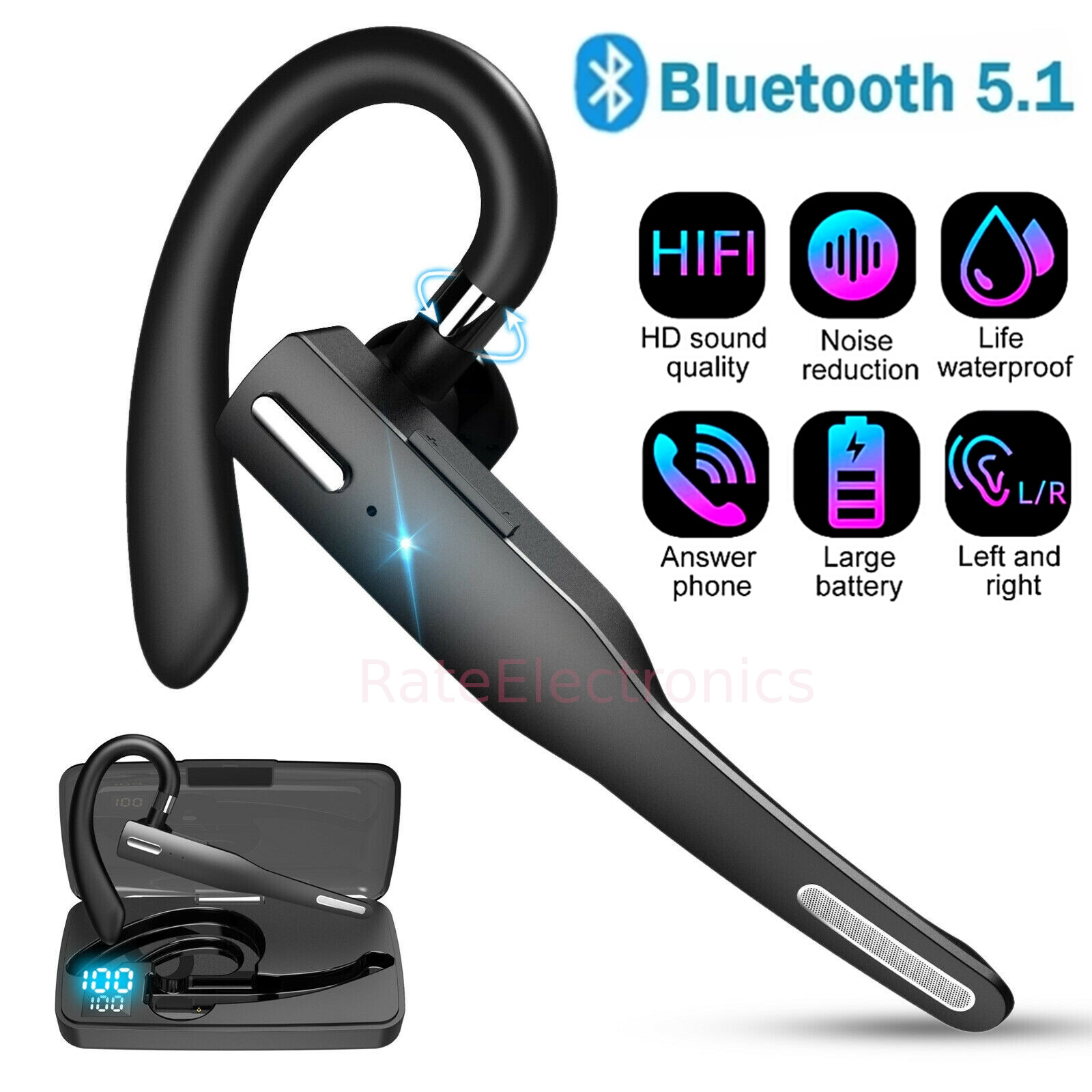 Trucker Wireless Bluetooth 5.1 Earbuds Headset Dual Mic Earphone Noise Cancel US