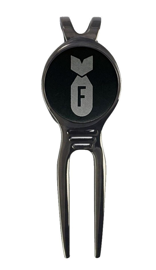 F-Bomb Novelty Golf Ball Marker + Black Gunmetal Divot Tool Gift