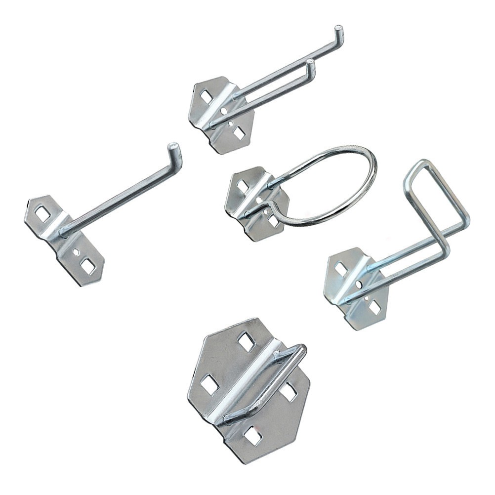 Metal Pegboard Hooks Set with Curved U Shaped and Ring Hooks for Tools