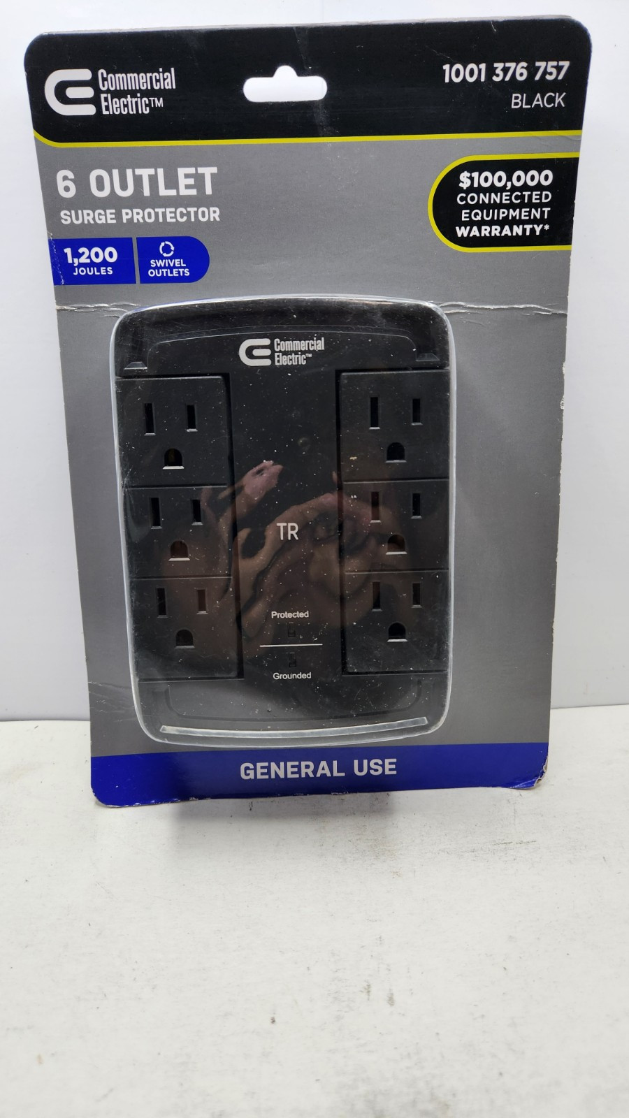 COMMERCIAL ELECTRIC 1001376757 HDC600WS 6 OUTLET SURGE PROTECTOR SWIVEL OUTLETS