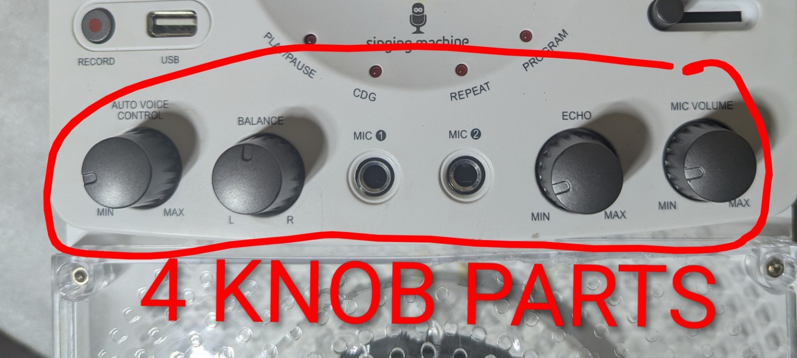 Singing Machine Karaoke Knob Dial Control Set Of 4 Repair Part From SML385UW 385