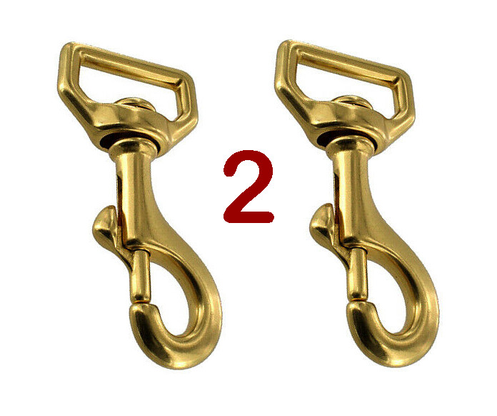 (2) 1" Made in USA ~ Steel Brass Plated ~ Swivel Snap Dogs, Leather Horses Reins