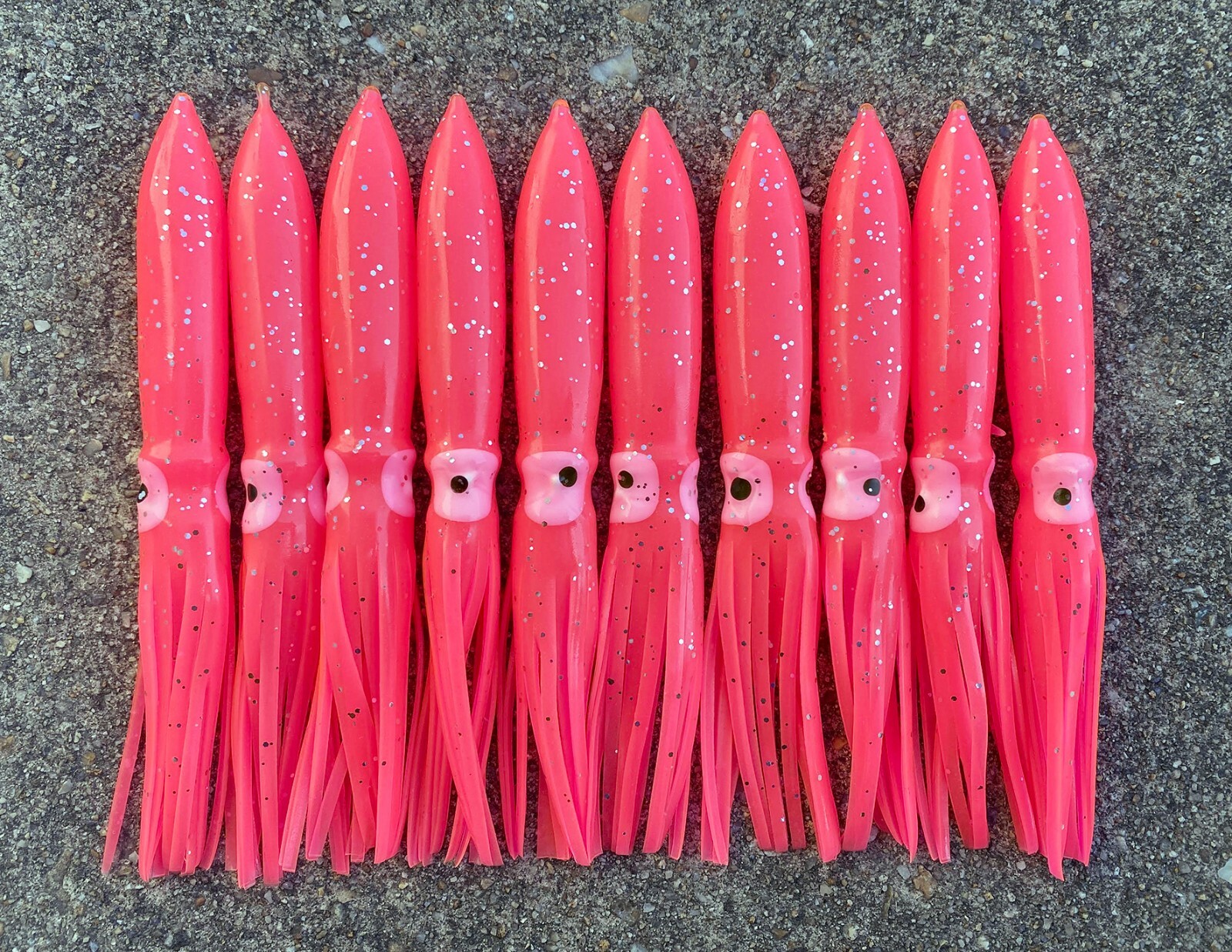 LOT OF 10 SHELL BULB SQUID 6" OFFSHORE FOR RIGGING DAISY CHAINS - PINK