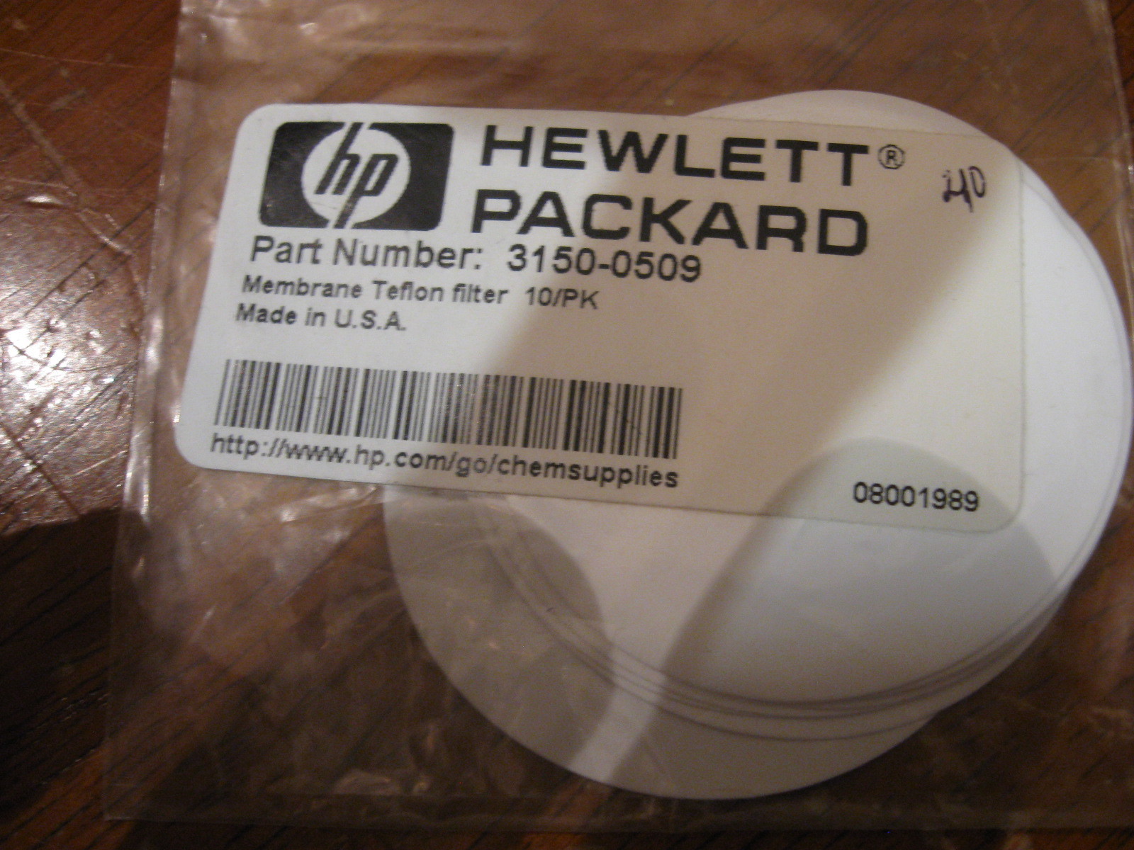 NEW  Lot of 10  Teflon Filter Membranes HP (Hewlett Packer)  #- 3150-0509 / TFM