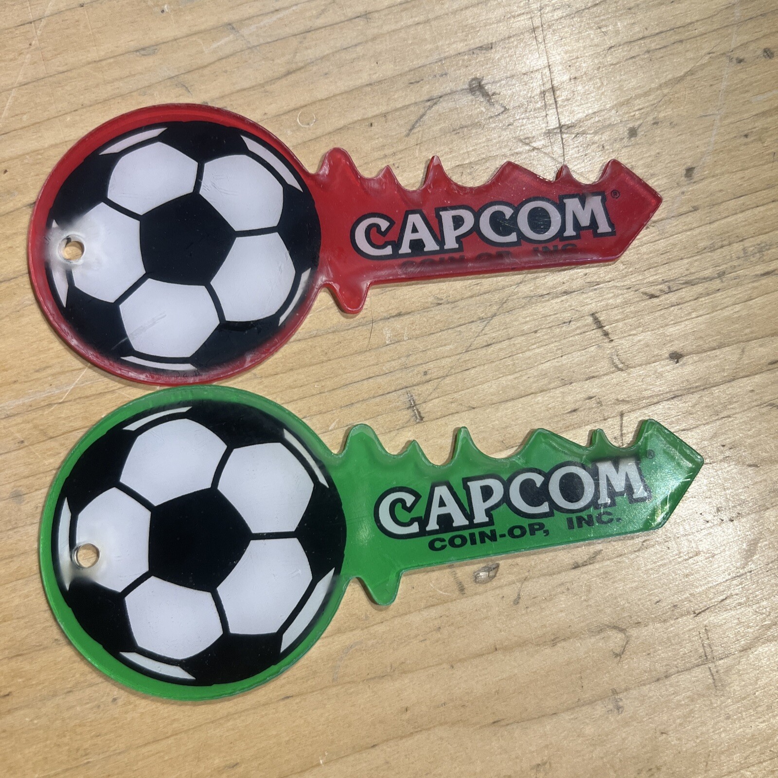 Pinball Flipper Football Promo Plastic Key Chain Set - Capcom NOS
