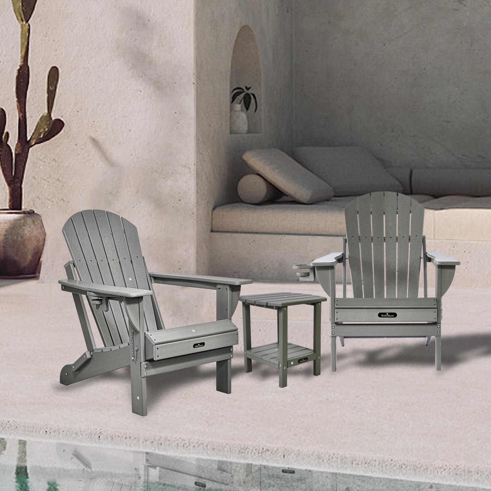 Double Adirondack Side Table,Outdoor Side Tables, End Tables for Patio, Backyard