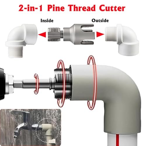 PVC Pipe Threader Kit, 3 Piece Set, 1/2" 3/4" NPT Sizes, Dual-Function 2 Pcs
