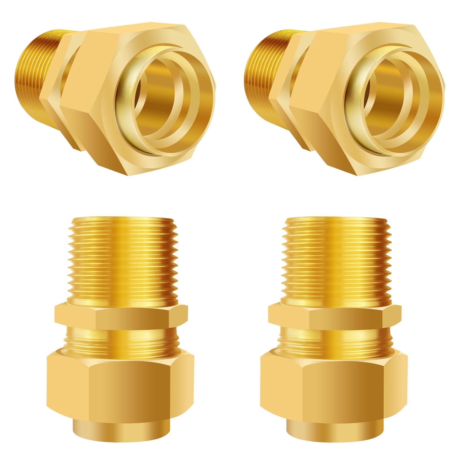 4 Pack 3/4'' CSST Male NPT Pipe Fitting Kit Brass Natural Gas Quick Connect..