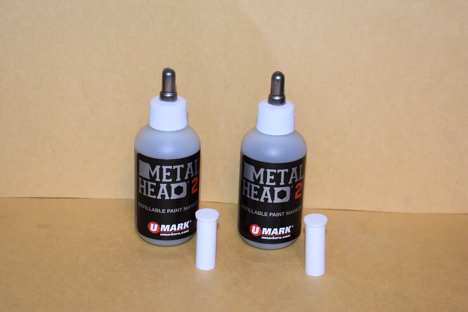 2 Metal Head Paint Markers 2 Oz Silver Auto Salvage Industrial Junk Yard Crafts