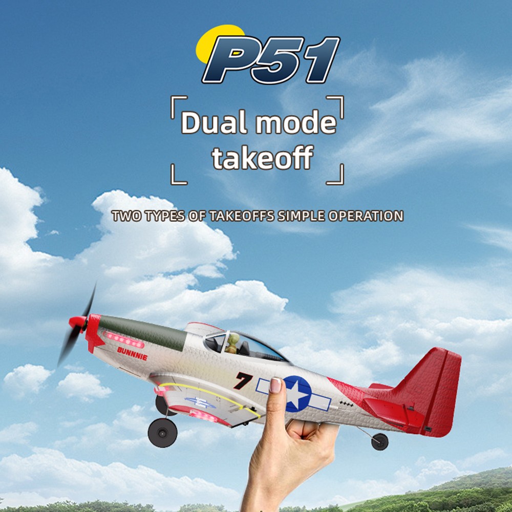 P-51 Mustang RC Planes, ​RTF RC Airplane, One-Key Aerobatic 4-CH 2Batteries NEW
