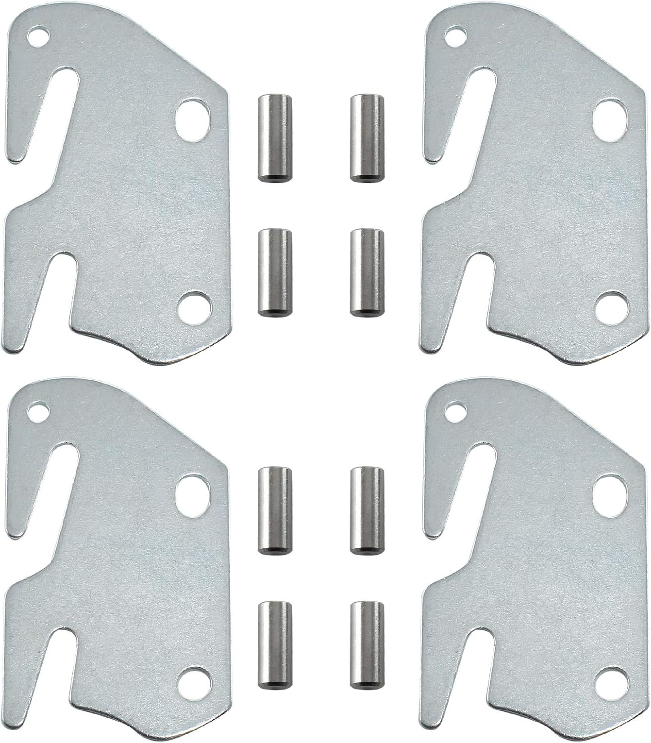 4 Pack Bed Frame Hooks Wooden Bed Rail Hook Plates with Pin Brackets for Headbo