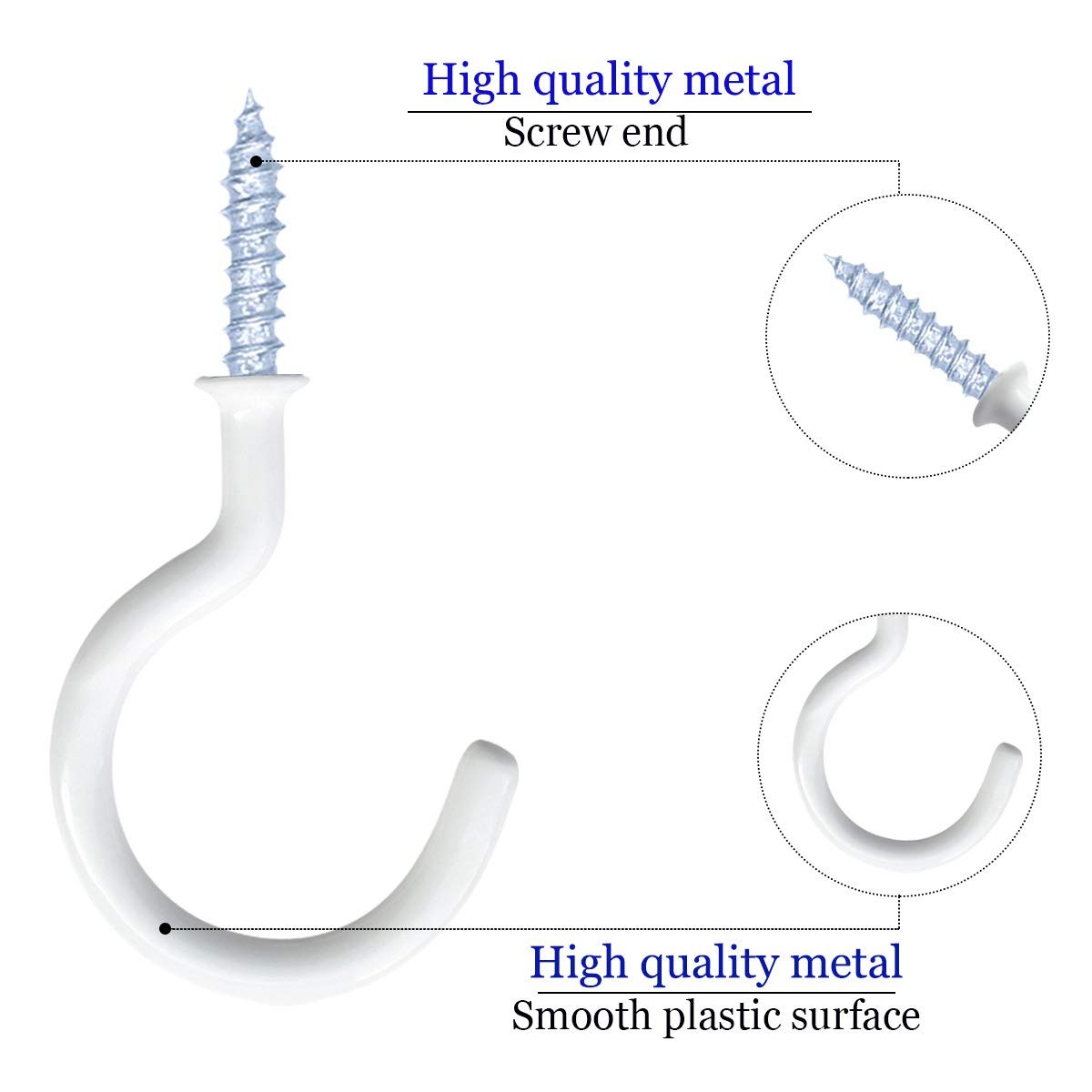 12 Pack Vinyl Coated Ceiling Hooks,Screw-in Mug Hooks