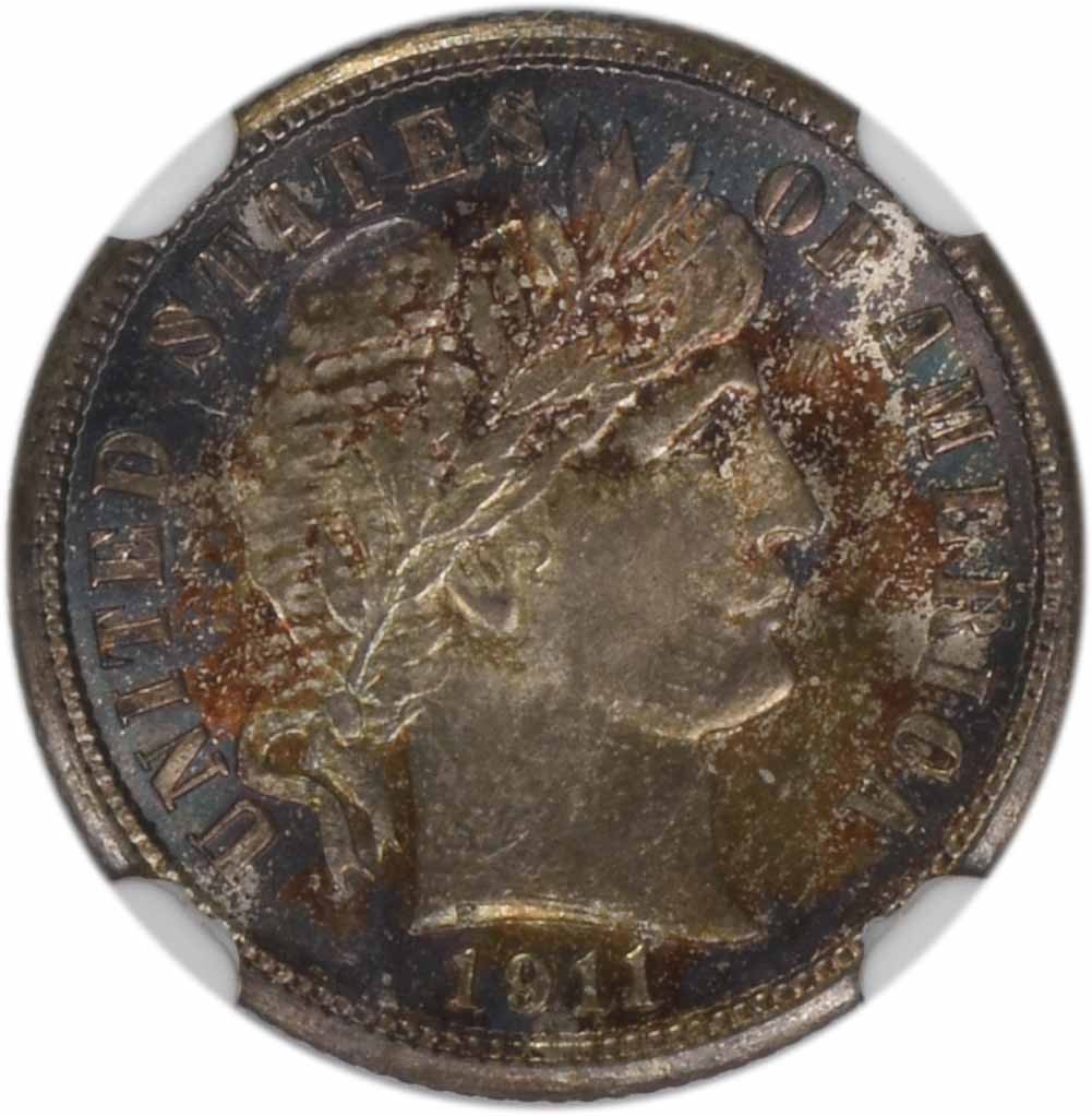 1911 Barber Silver Dime MS66 NGC