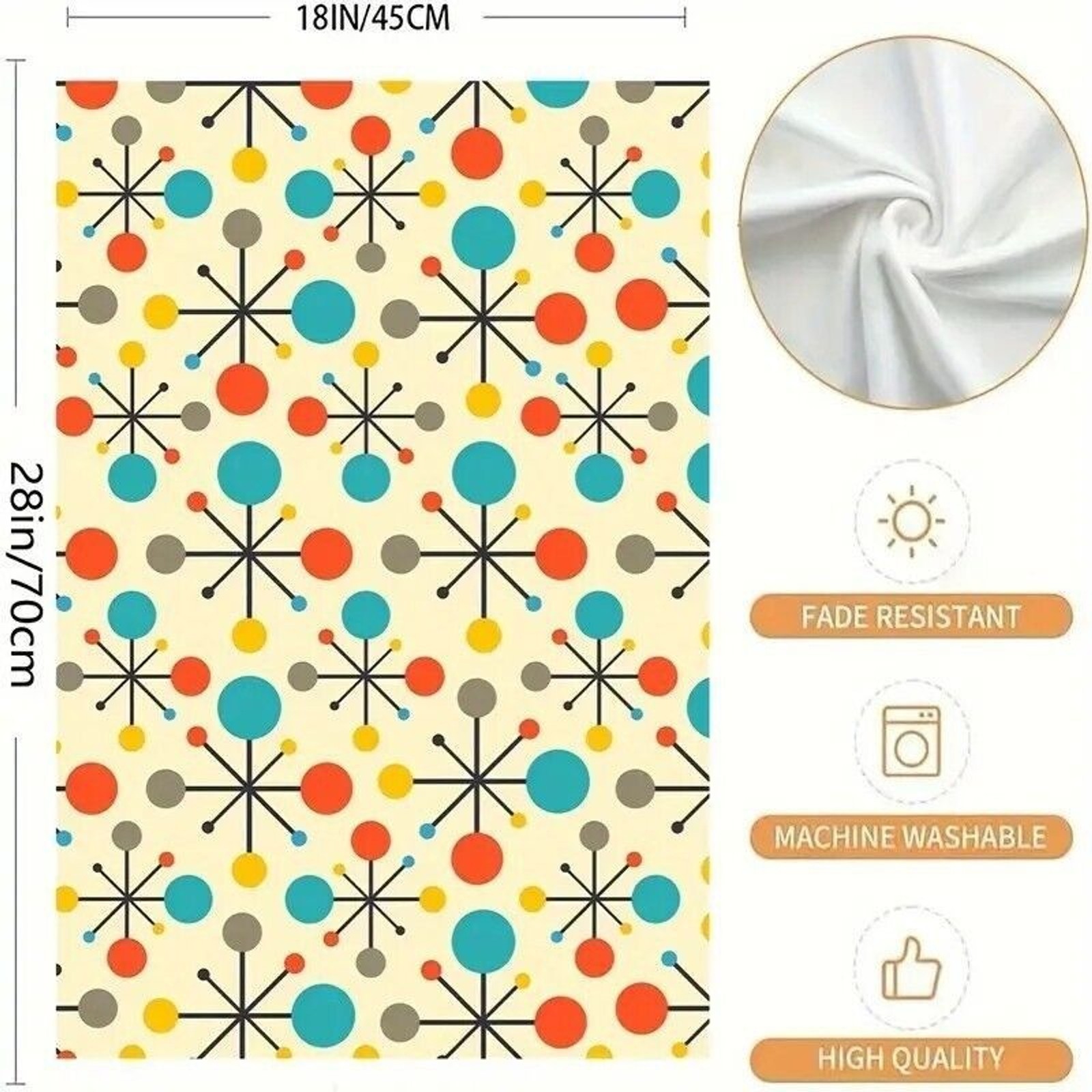 Retro Mid-Century Dots Modern Atomic Kitchen Towels 2pc Vintage Vibe Microfiber