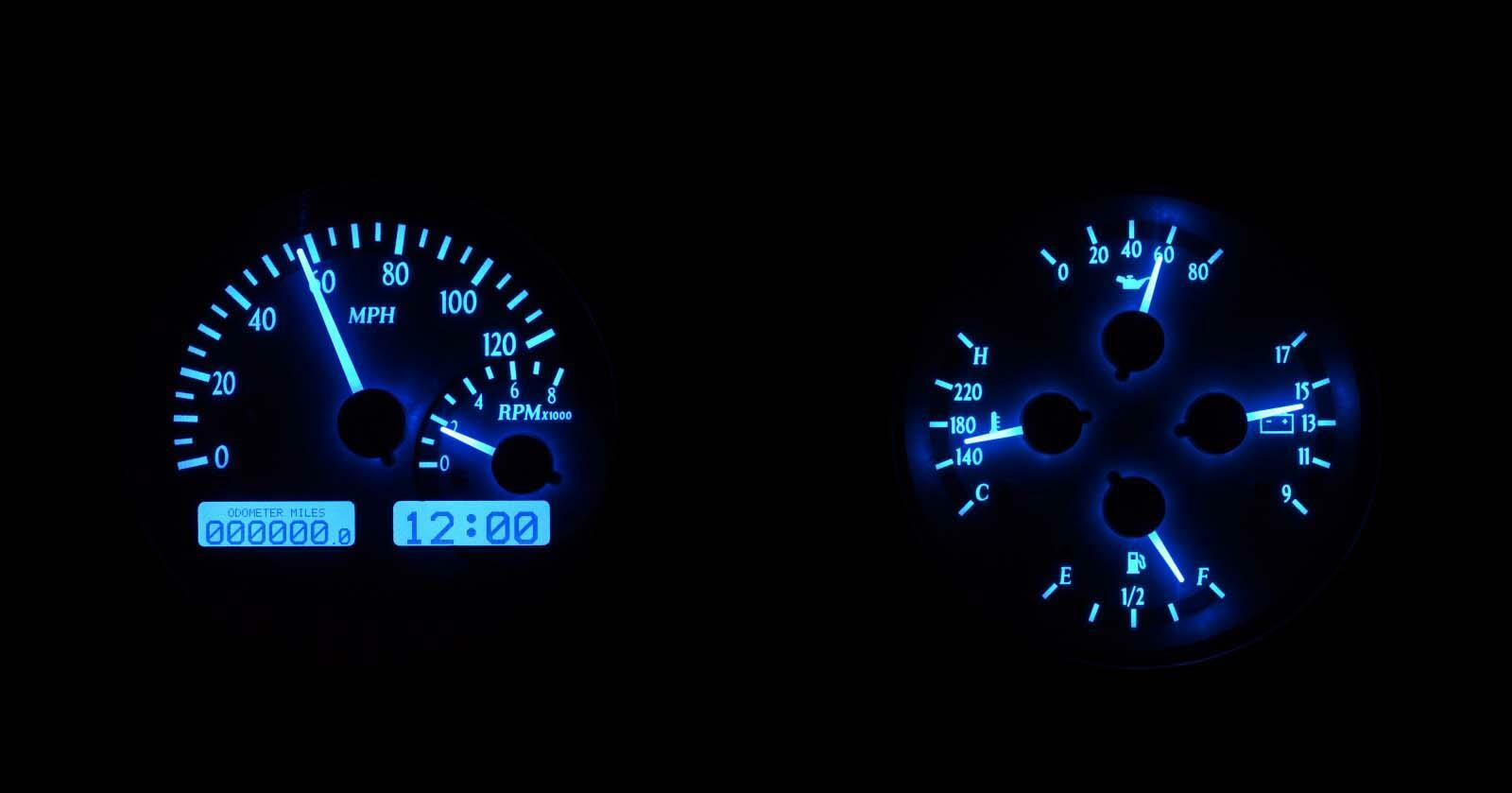 Dakota Digital 66-67 Cutlass 442 Analog Gauges Silver Alloy Blue VHX-66O-CUT-S-B
