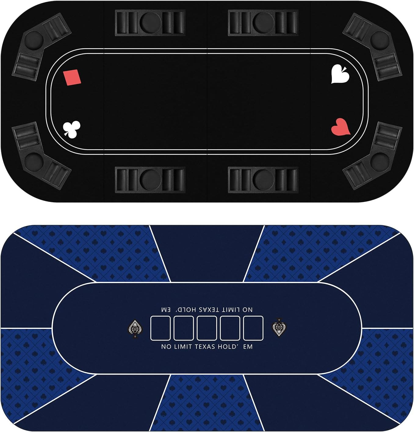 70 X 35 Inch Poker Mat + 3 in 1 Poker Table Top with Reversible Black Felt