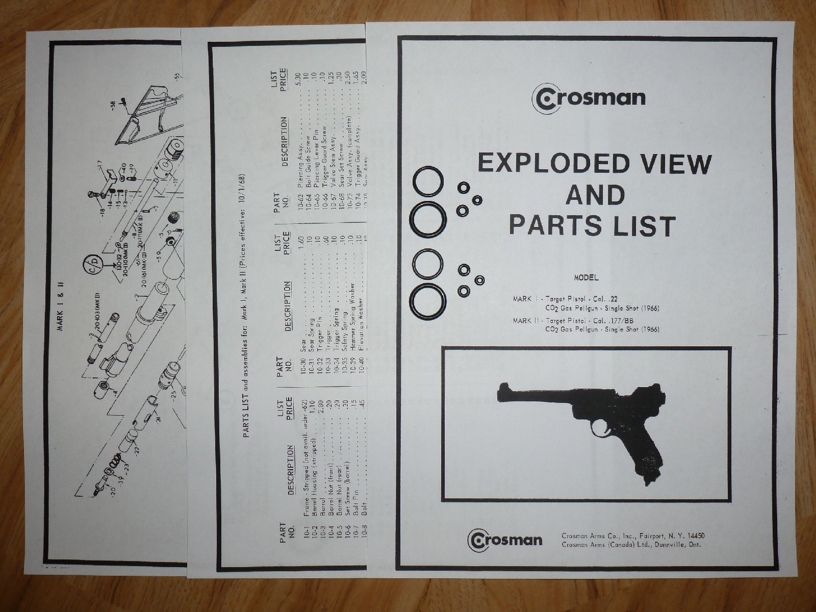 Crosman MK 1 2 Mark I Mark II TWO (2) Seal Kits + Expl View + Guide+ Parts List