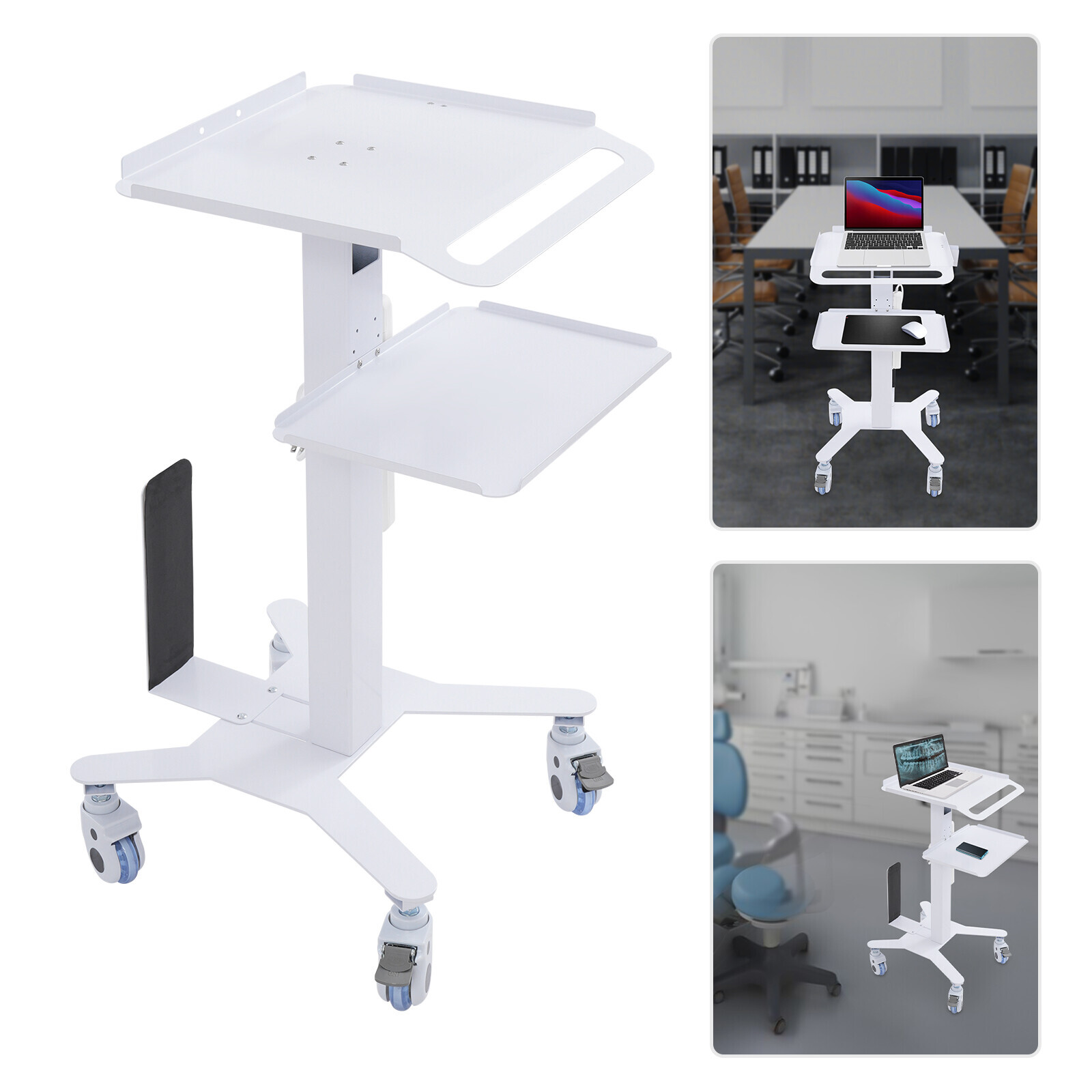 Adjustable Rolling Computer Cart, Mobile Standing Workstation, Mobile Cart