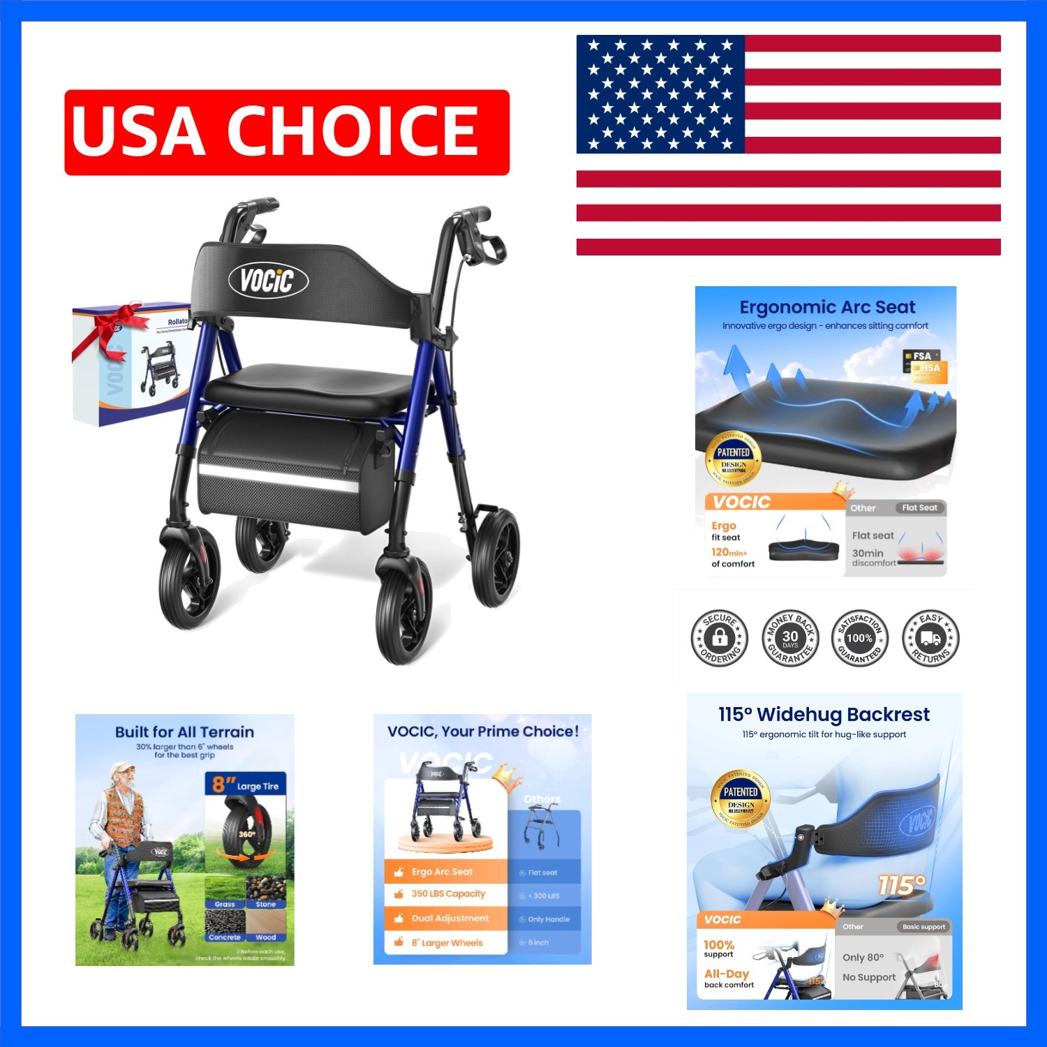 Z21 Rollator Walker for Seniors with Seat, 8" All Terrain, 350 LBS | Lightwei...