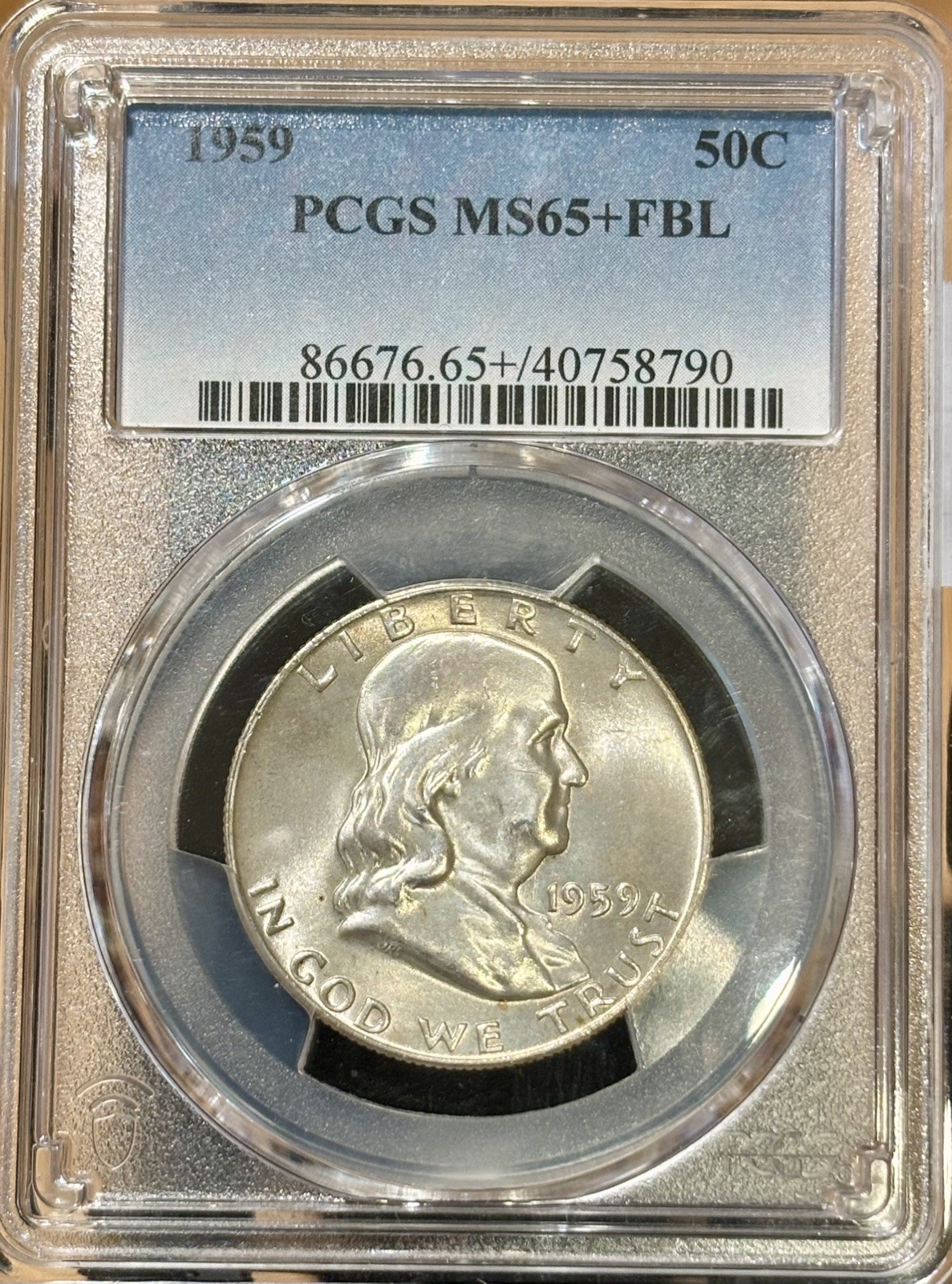 1959 P Franklin Half Dollar PCGS MS65+ FBL!