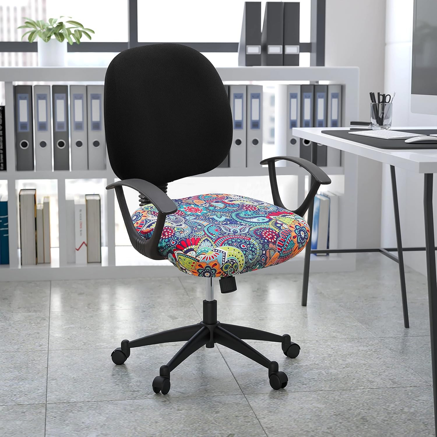 Printed Office Computer Chair Seat Covers Stretch Fit Universal Desk Rotating Ch