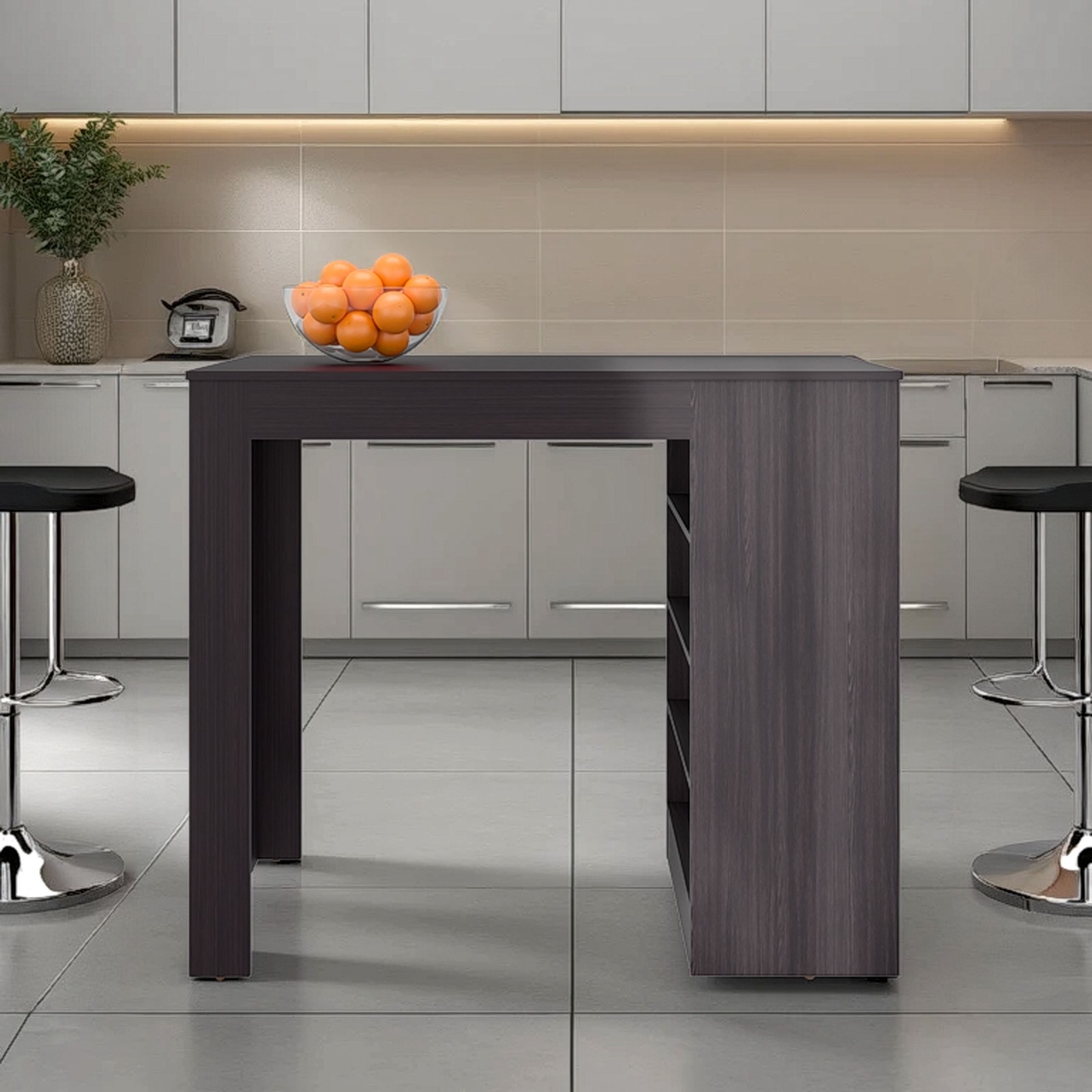 Modern Kitchen Island with Open Storage, Rolling Cart for Kitchen Pantry