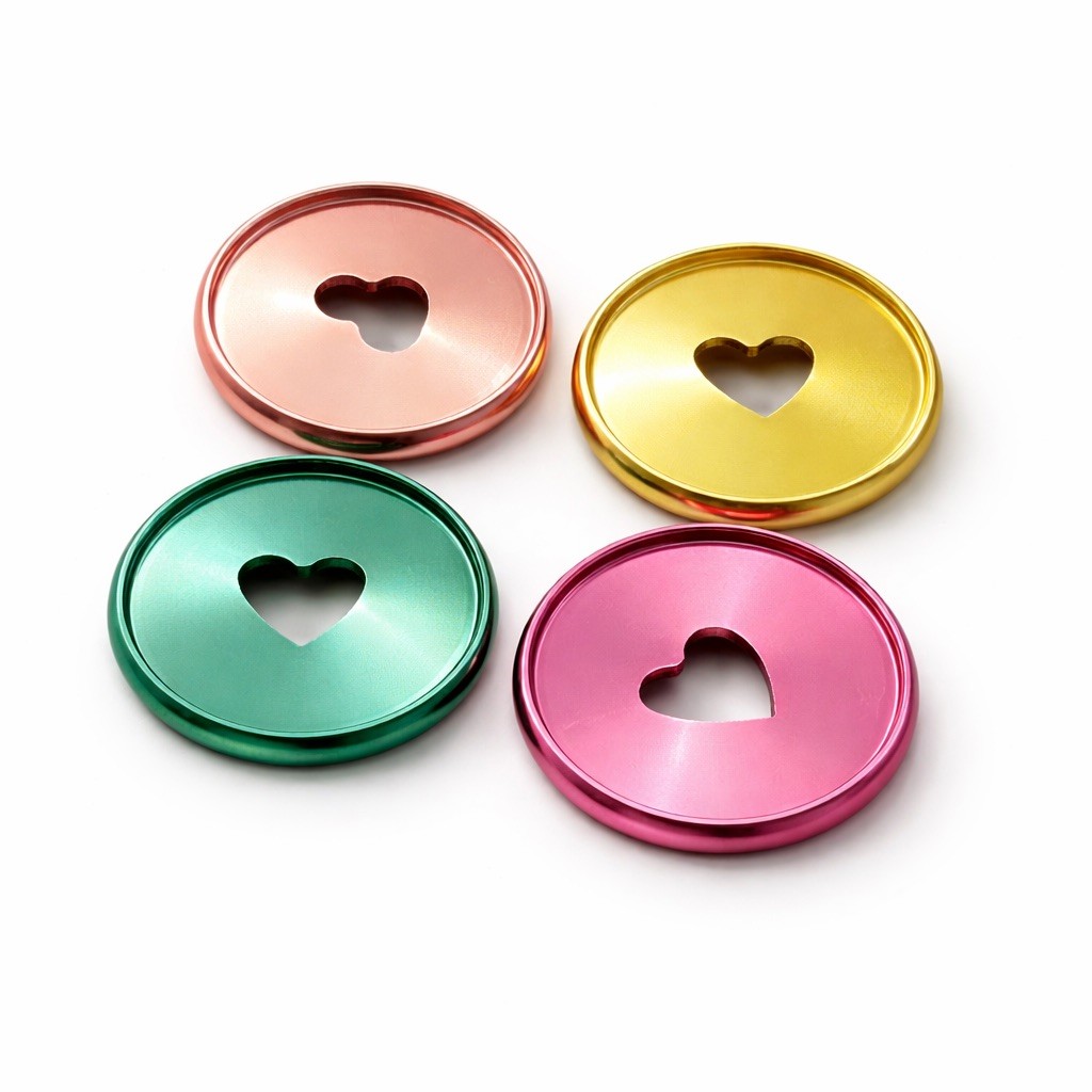 Mini Planner Discs Metal Bright Multicolor Heart Cutout Set 4 Discbound Rings