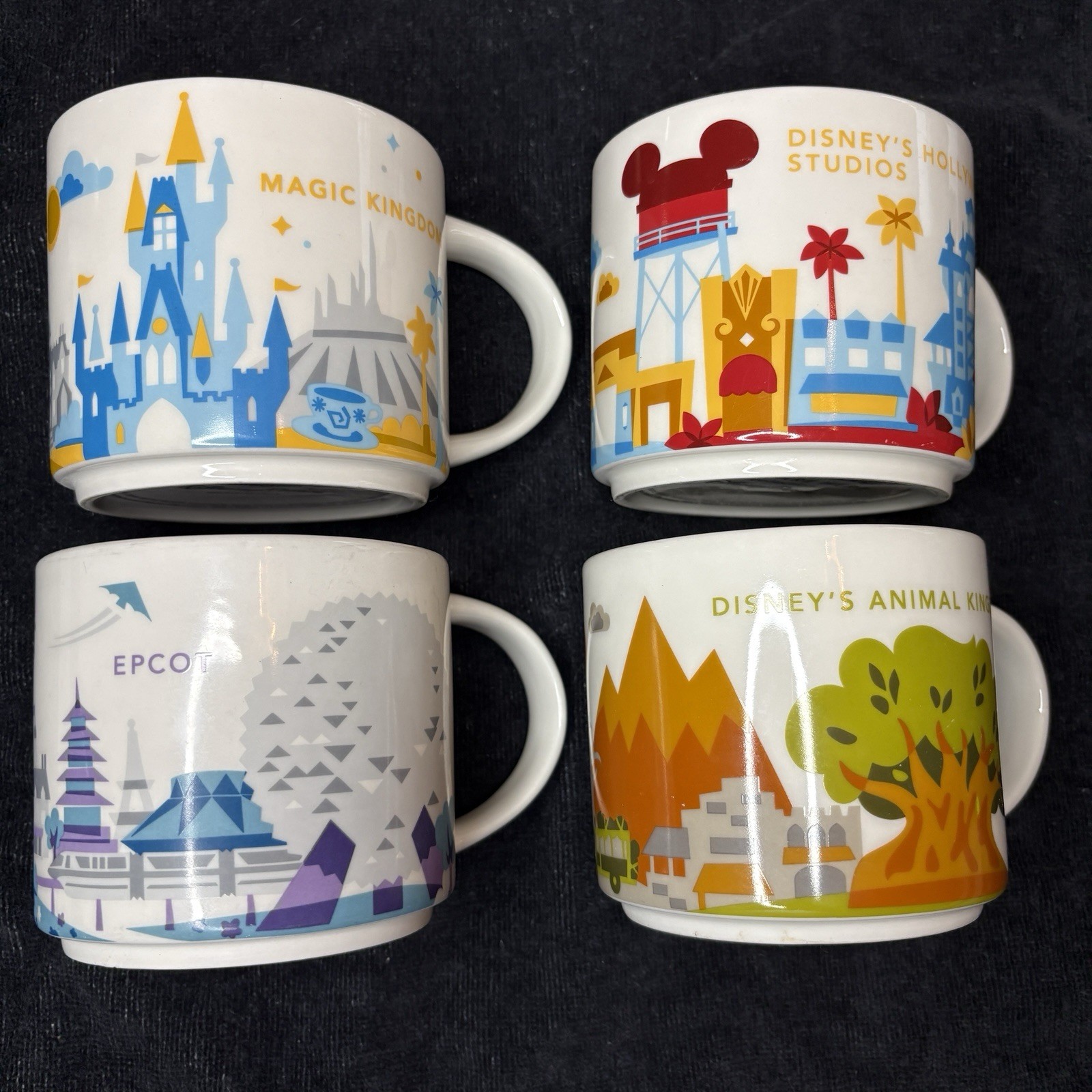 Starbucks Disney World “You Are Here” Complete Mug Set Of 4 - 2018 Retired