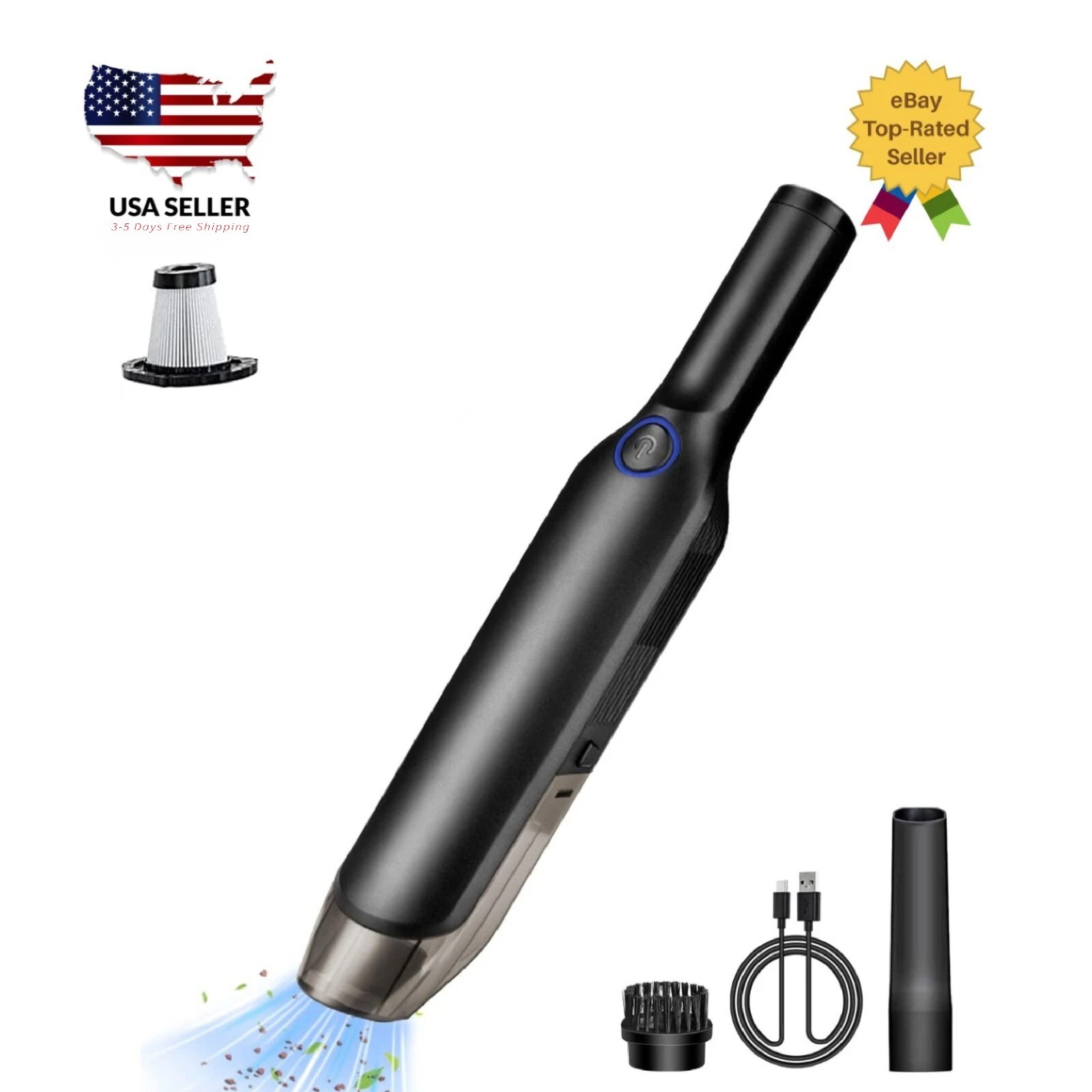 Mini Rechargeable Vacuum Lightweight Car Cleaning 6000PA Powerful Suction