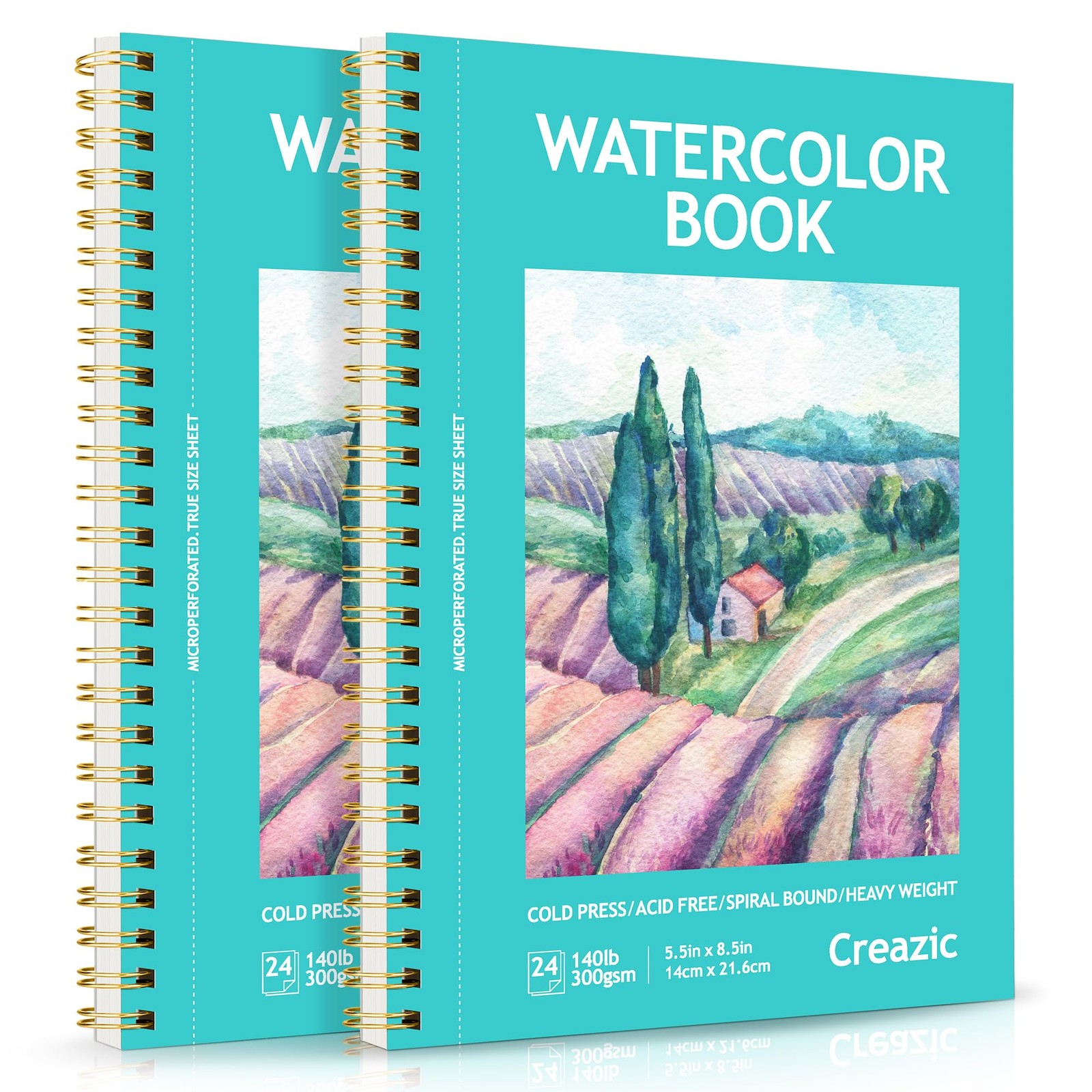 2-Pack Watercolor Paper Pad, 5.5" x8.5” (140lb/300g), Spiral Bound with Tear ...