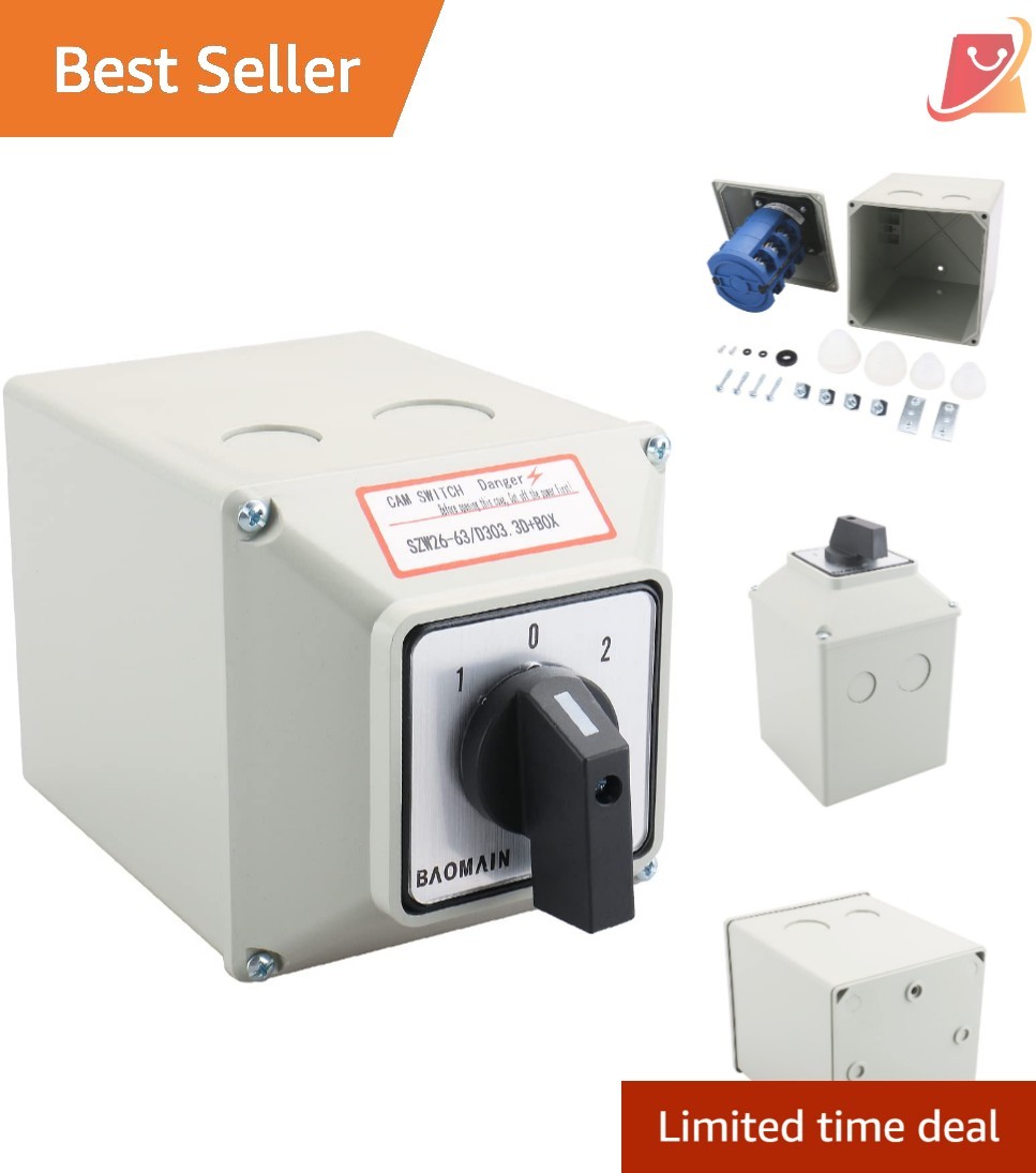 Universal Rotary Changeover Cam Switch 660V 63A 3-Position  Control Box