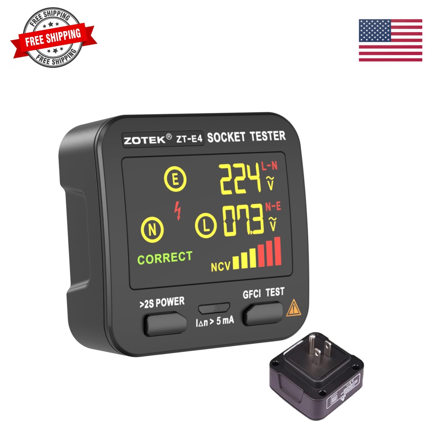 Outlet Tester with GFCI, NCV Non-Contact Voltage Tester, 2/3 Prong Receptacle...