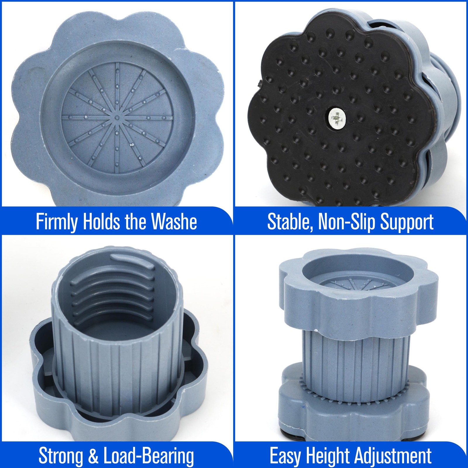 4 Pack Anti Vibration Pads for Washers - Universal Heightening Riser Pad for ...