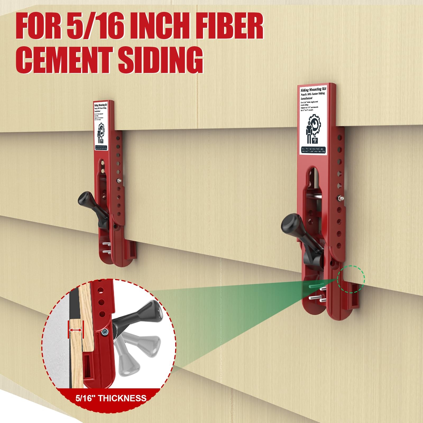 Siding Installation Tools, Mounting Kit, Compatible 5/16-inch, Red