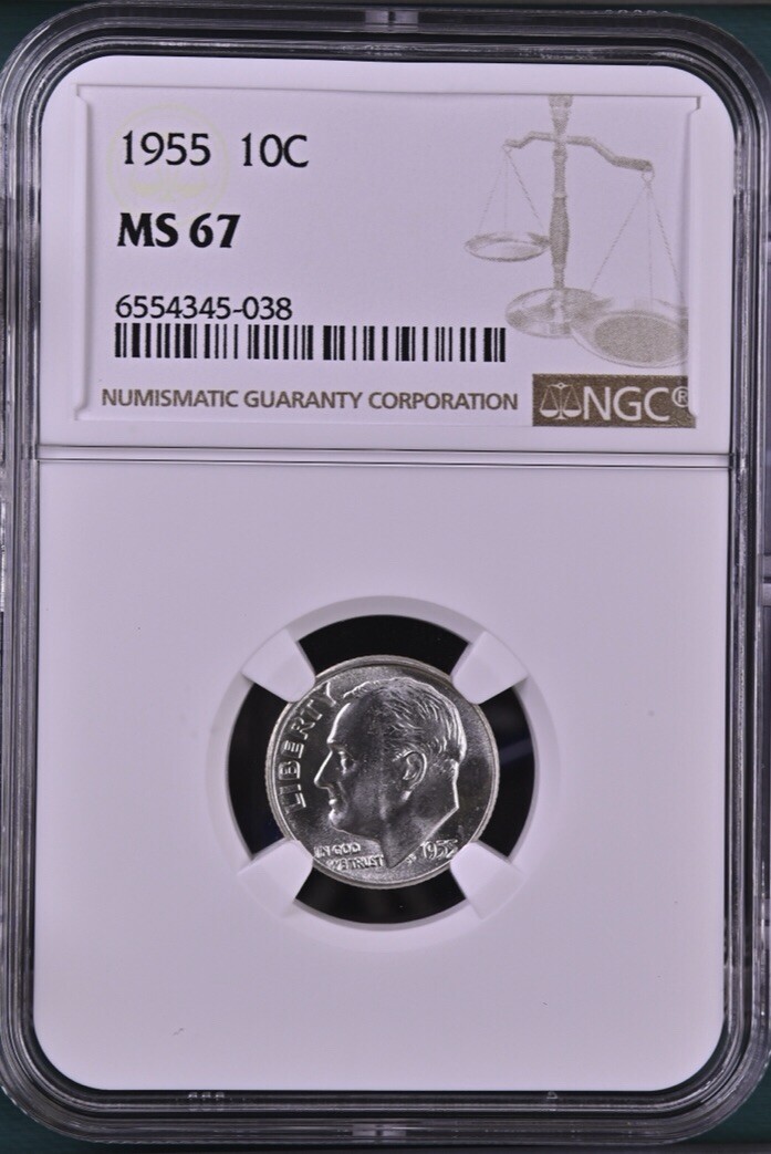 1955 10C Roosevelt Ten Cent NGC MS67   6554345-038