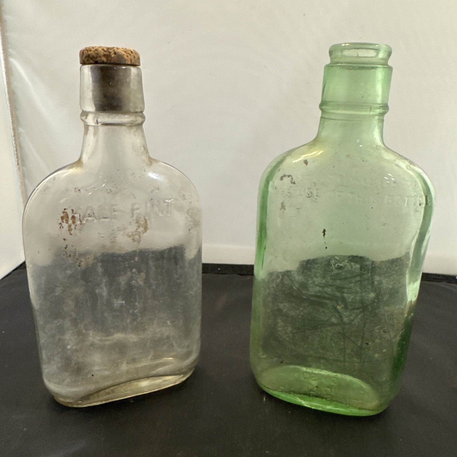 Pair Of Vintage Half Pint Whiskey Bottles