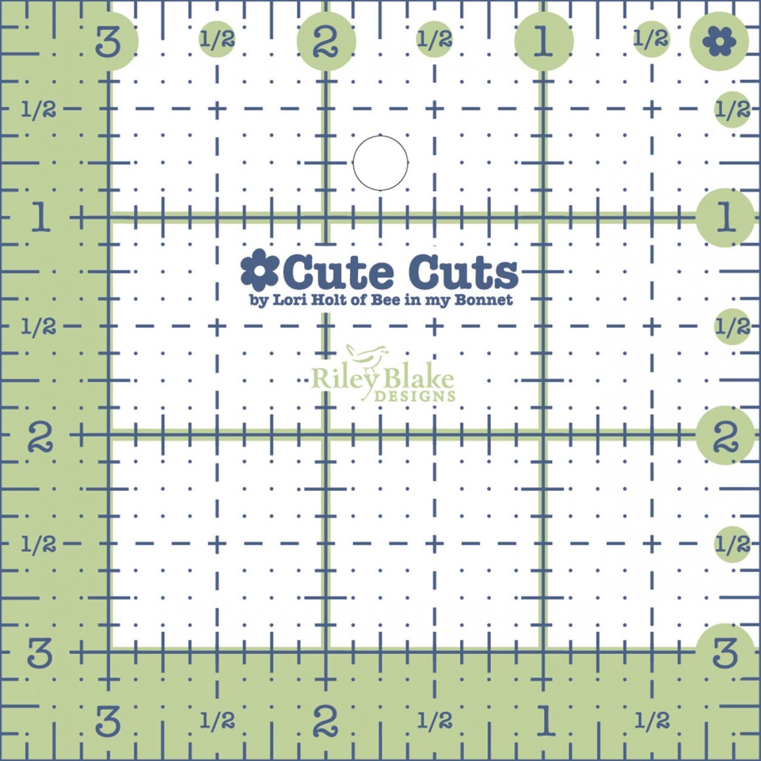 Riley Blake Designs - Cute Cut Ruler by Lori Holt - Square 3.5"x3.5", silver