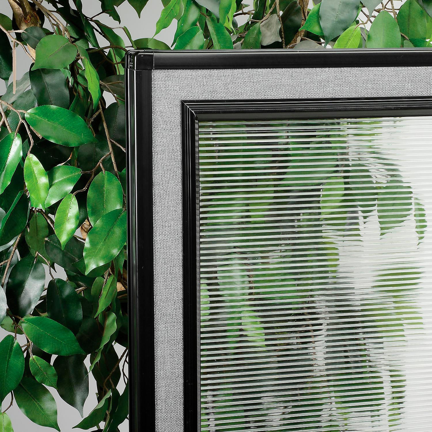 36-1/4"W x 64"H Electric Office Partition Panel with Partial Window Gray