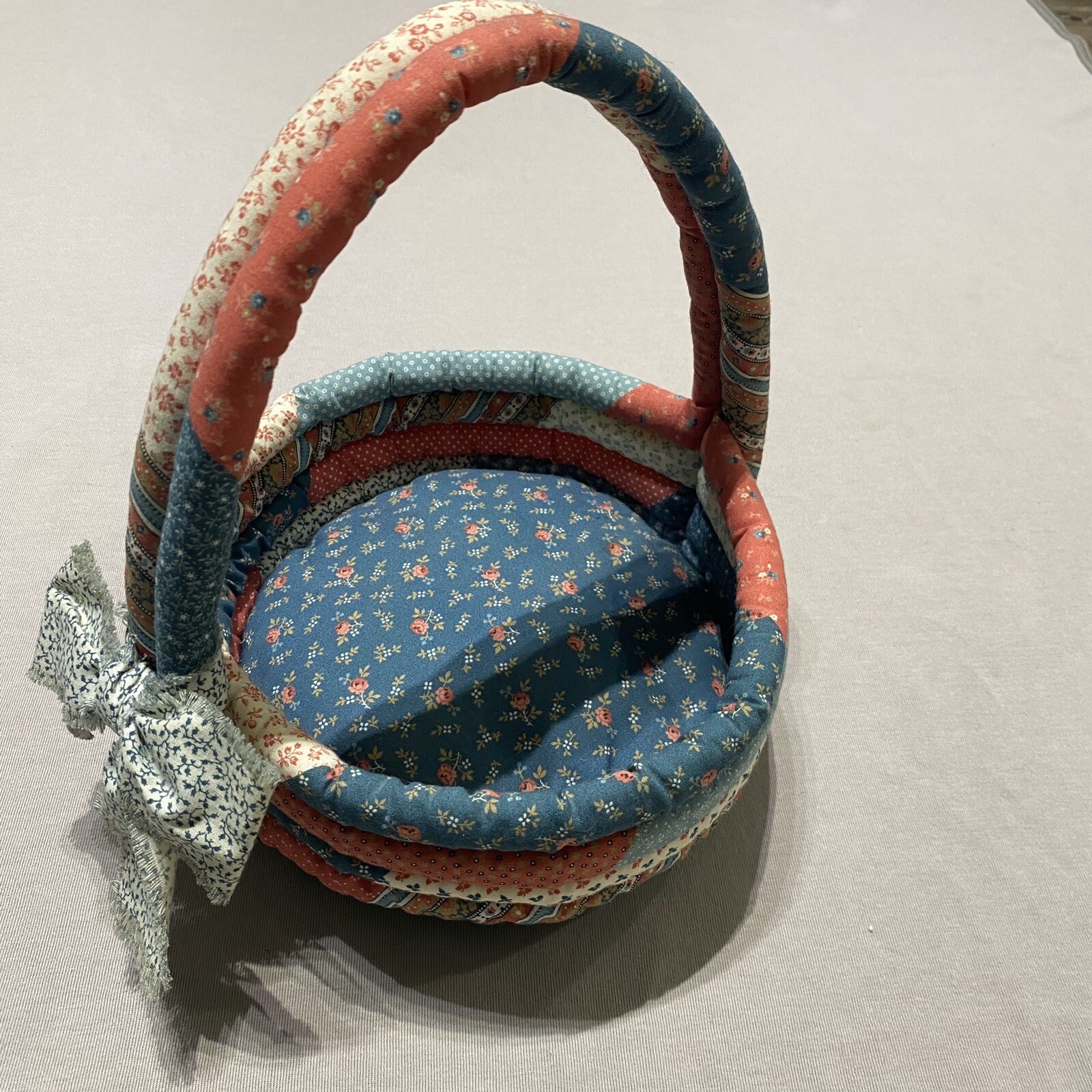 Handcrafted Easter Basket Fabric Bunny Egg / Fabric Quilted Basket
