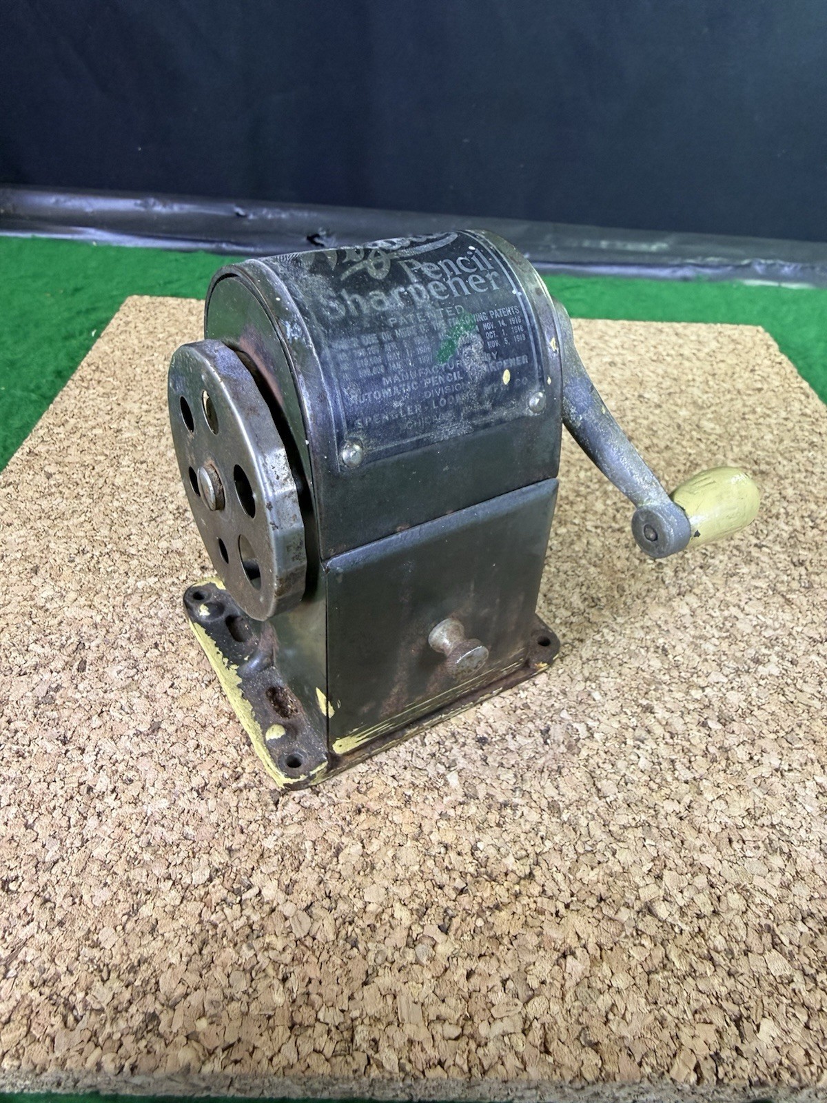 Antique Wizard Pencil Sharpener Spencer Loomis Chicago Tested Works 1919