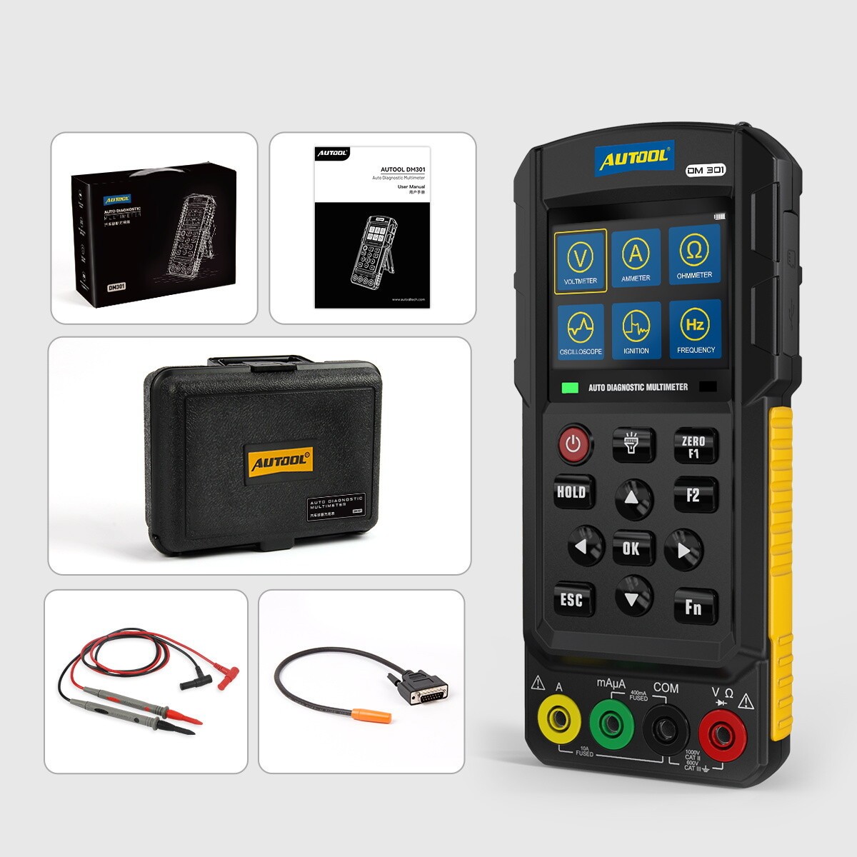 AUTOOL DM301 Digital Electrical Multimeter AC/DC Voltage Current Detector Kit US