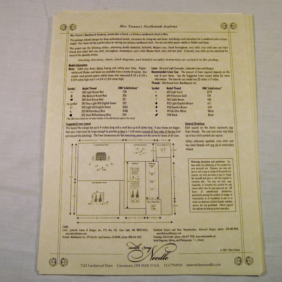Miss Trenners Needlework Academy Booklet With My Needle Needlework Patterns