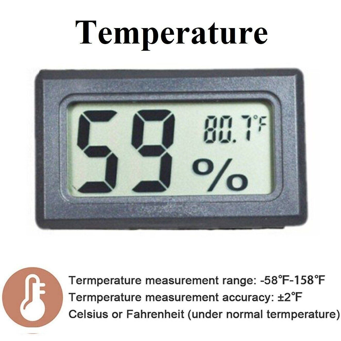 Digital LCD Indoor Temperature Humidity Meter Thermometer Fahrenheit Hygrometer