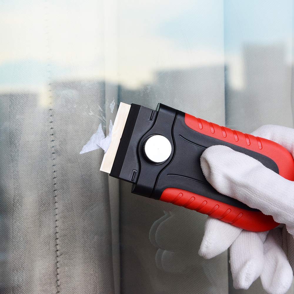 Gomake Razor Blade Scraper Tool with Storage Container, Black With Red